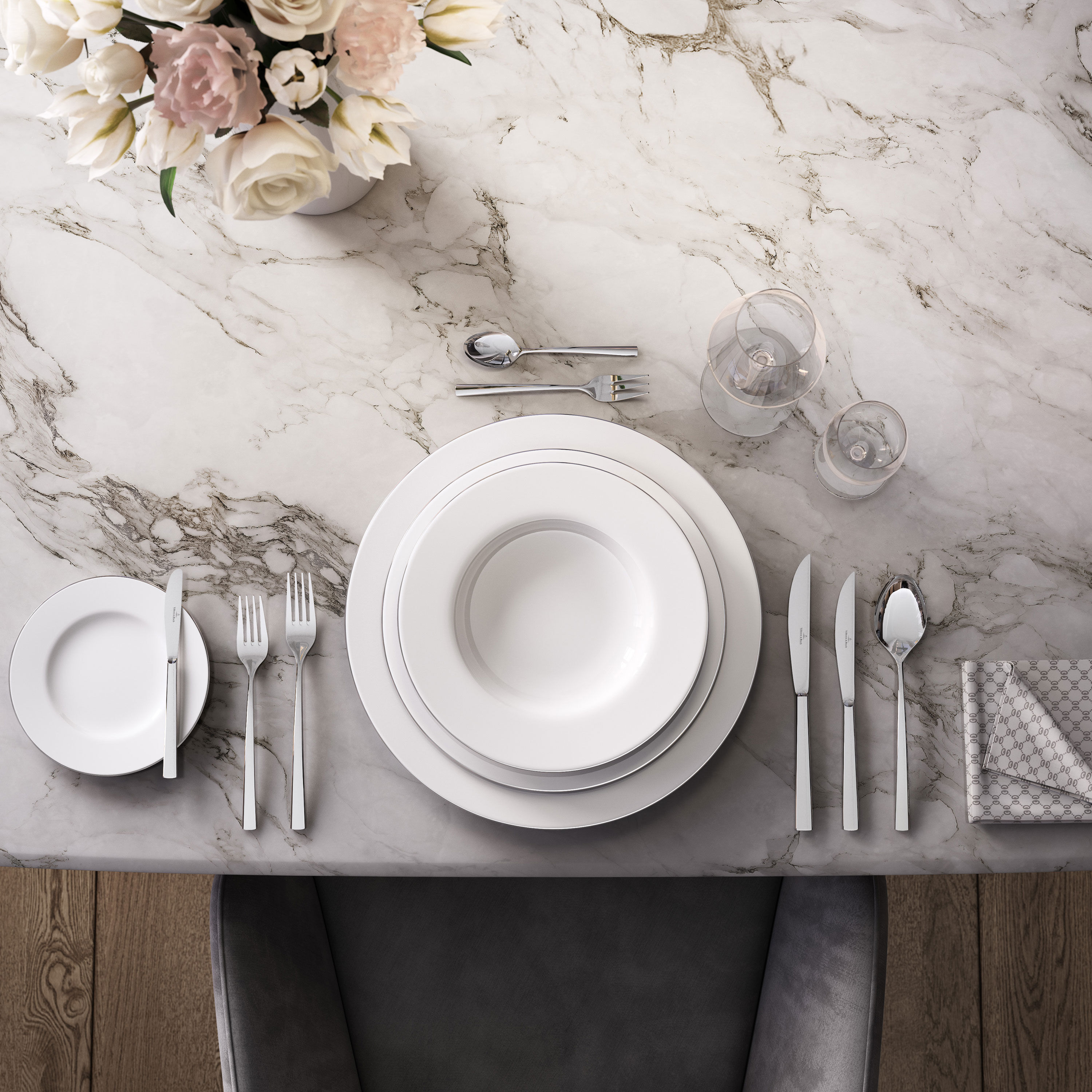 Anmut Serving tray - White, 13.3'', Premium Bone Porcelain