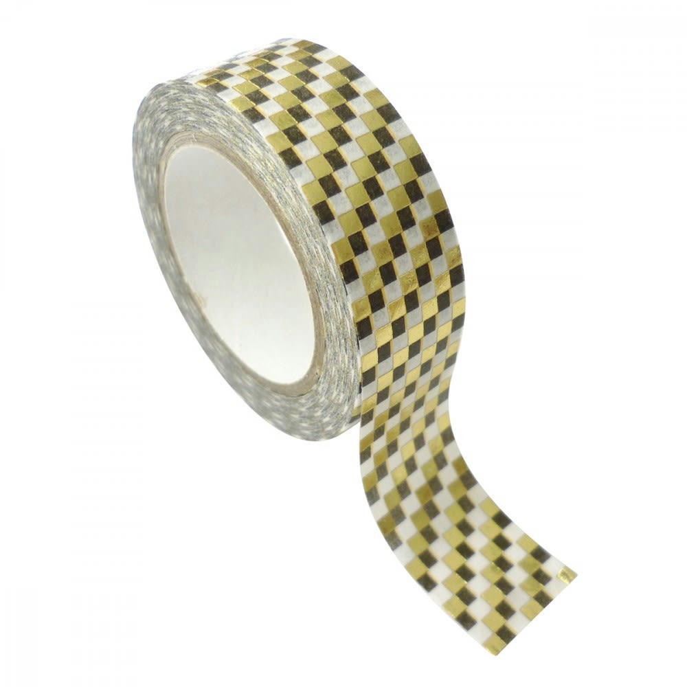 DAMIER - Masking tape damier doré 1,5cmx10m