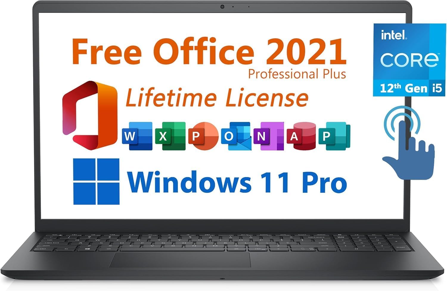 Dell Inspiron 15 Business Laptop  15.6 FHD Touchscreen with Lifetime Microsoft Office Intel 10-Core i5-1334U 16G 1TB SSD  Intel UHD Graphics  Win 11 Pro Black for Business and College Students