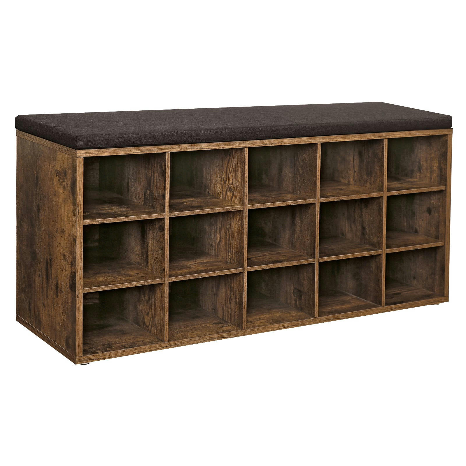 - Banc à chaussures 15 compartiments effet bois marron rustique