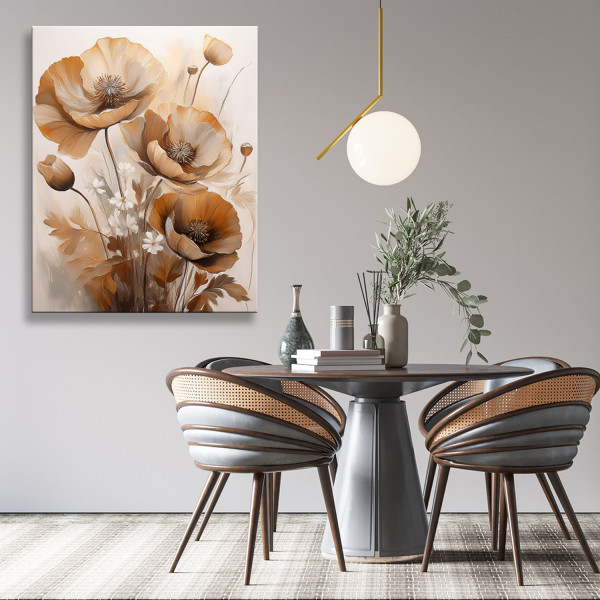 Feeby Obraz na płótnie, Malowane kwiaty maki w sepii 40x60
