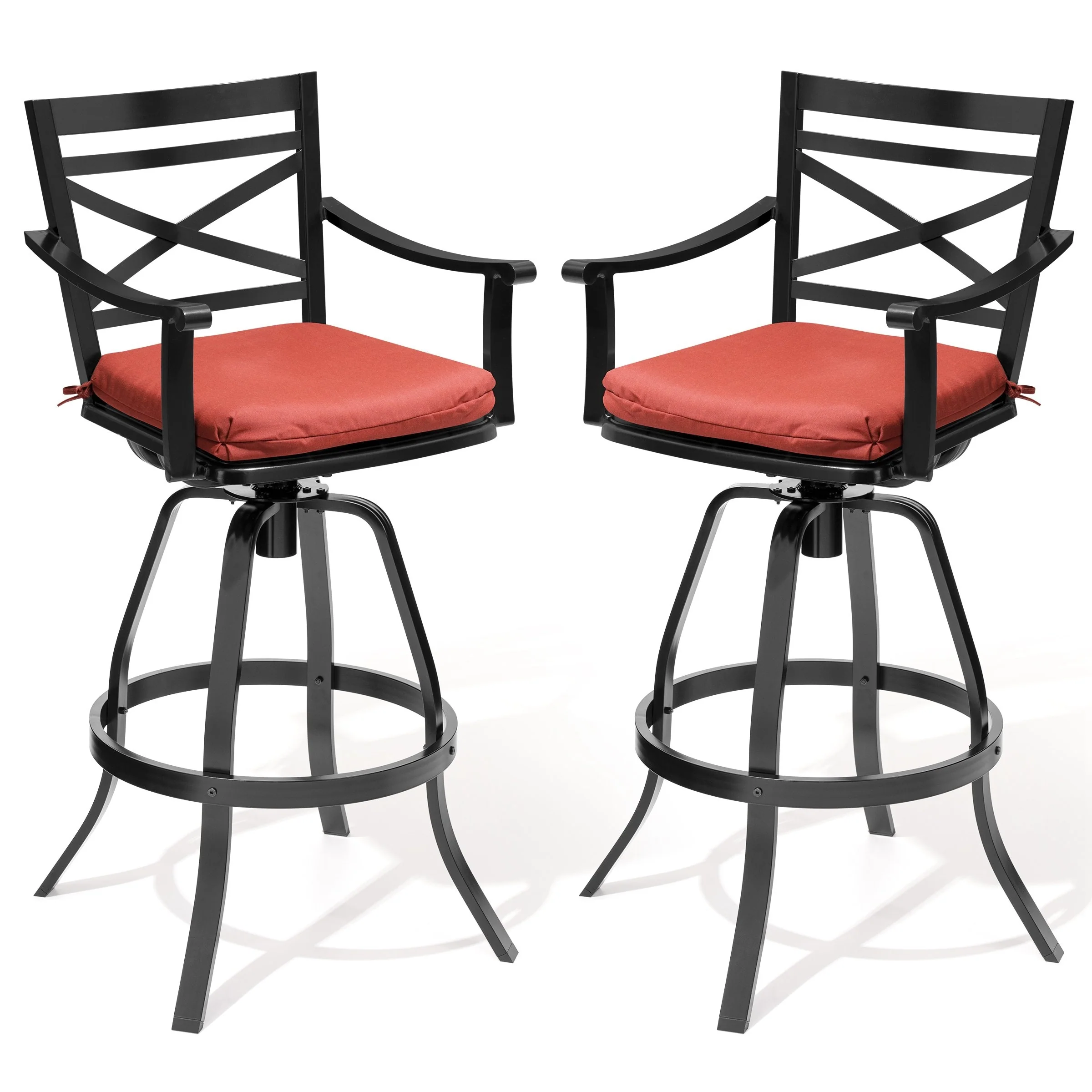 Outdoor Bar Stools Patio Aluminum Swivel Barstools with Sunbrella Cushion
