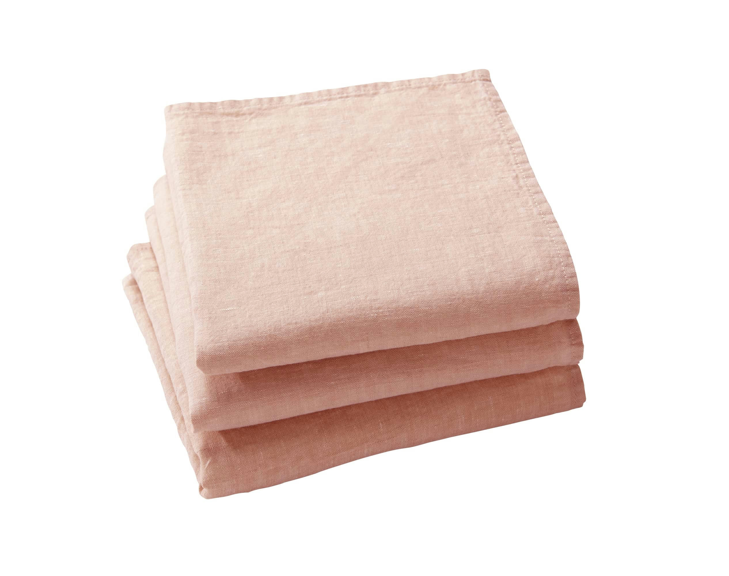 LINA - Lot de 3 serviettes de table rose en lin 41x41