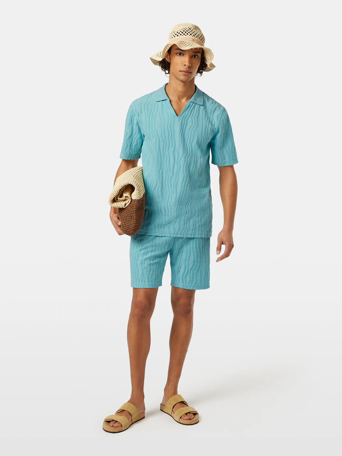 Jacquard Cotton Terrycloth Relaxed-Fit Polo