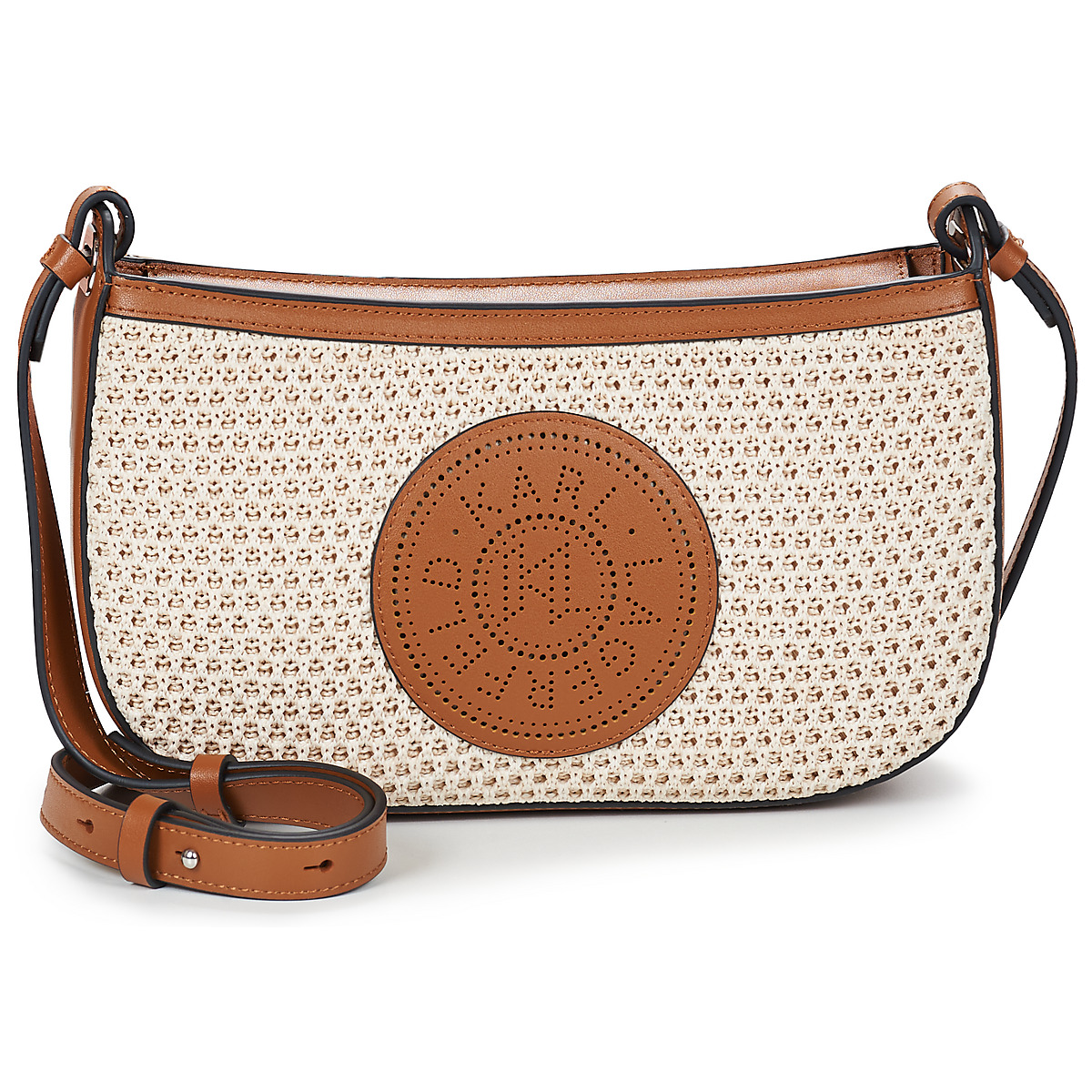 Karl Lagerfeld - K/CIRCLE SADDLE CB RAFFIA MESH - Beige / Cognac
