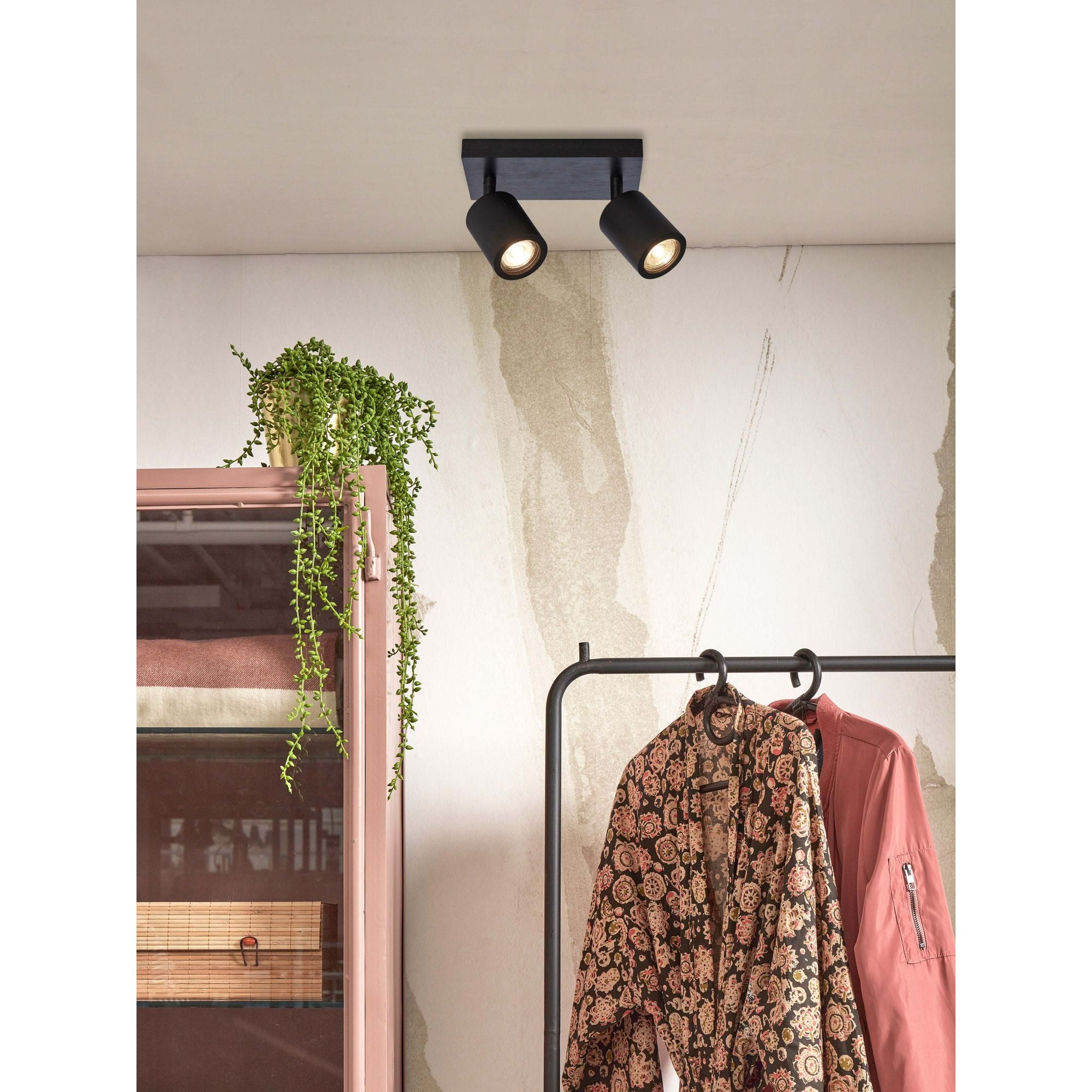 GOOD&MOJO Plafonniere Java - Bamboe Zwart - 22x12x13cm