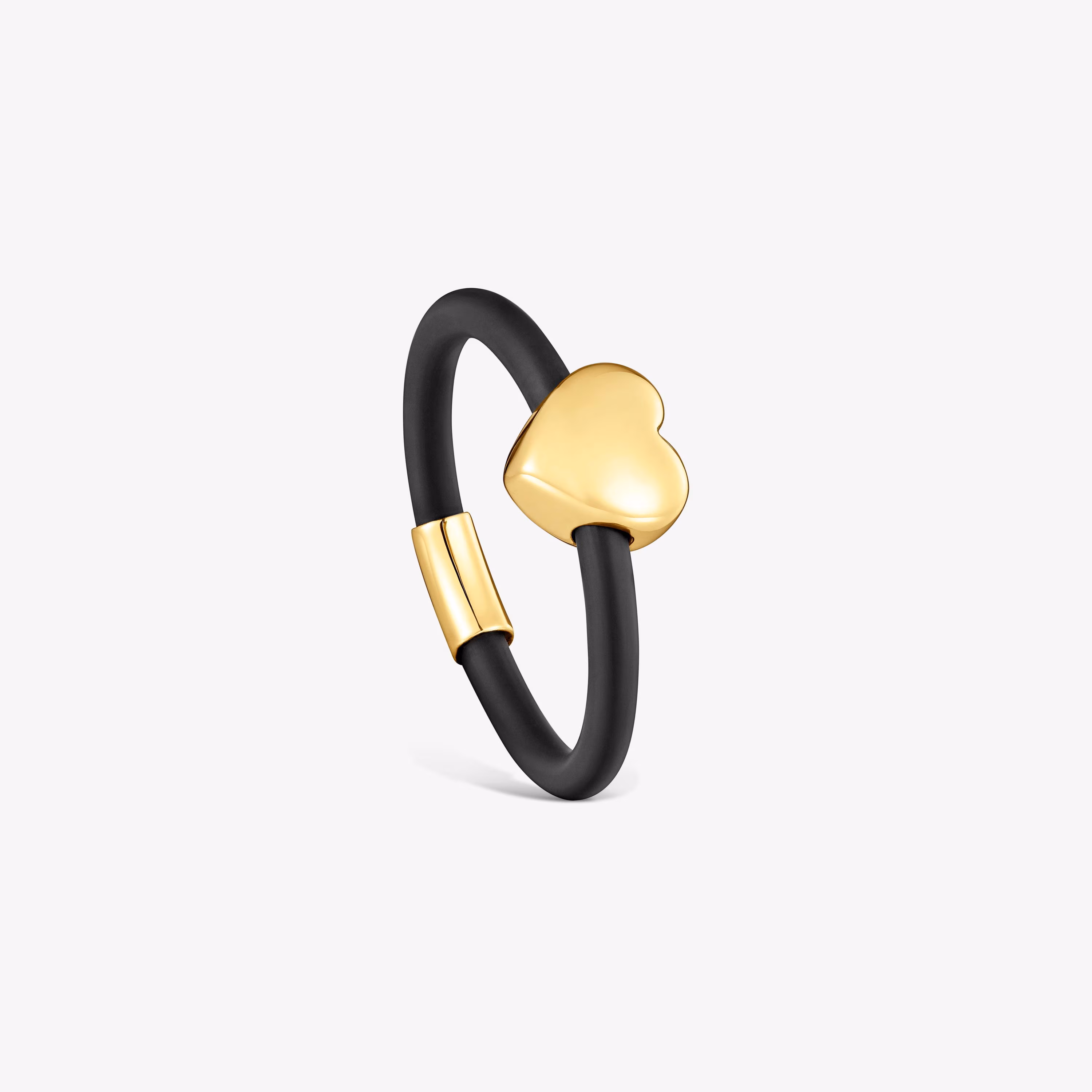 Anillo corazón de oro 14 kt y caucho Bold Motif