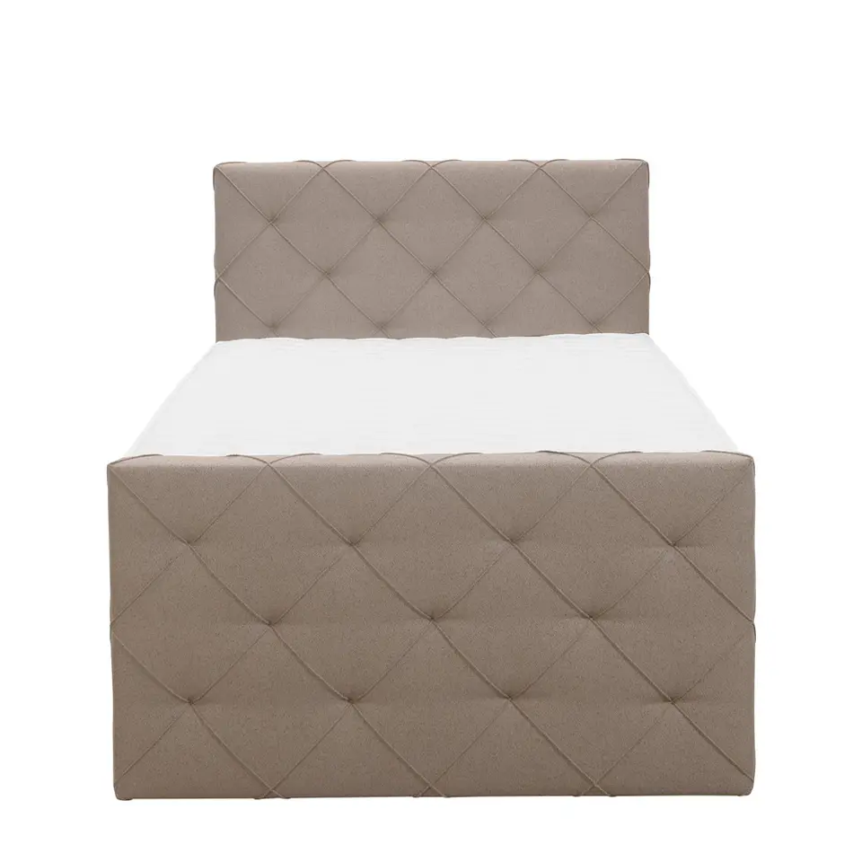 Boxspring met voetbord Liv geruit - beige - 120x200 cm - vierkante poot
