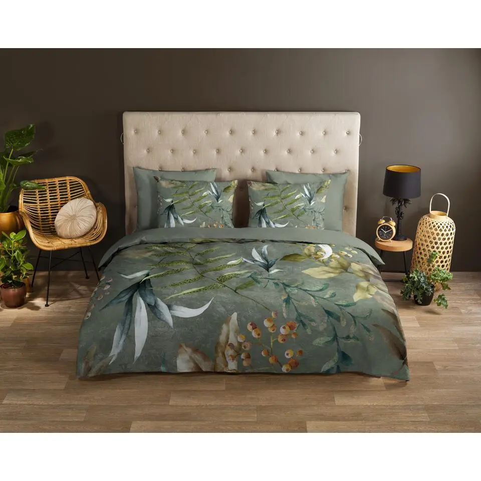 Good Morning Janika Dekbedovertrek Groen-Lits-jumeaux (240 x 200/220 cm)