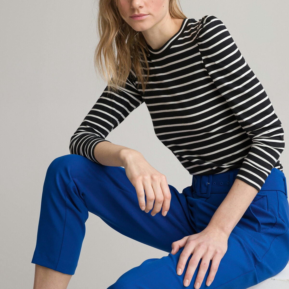 T-shirt rayé en coton bio, col rond