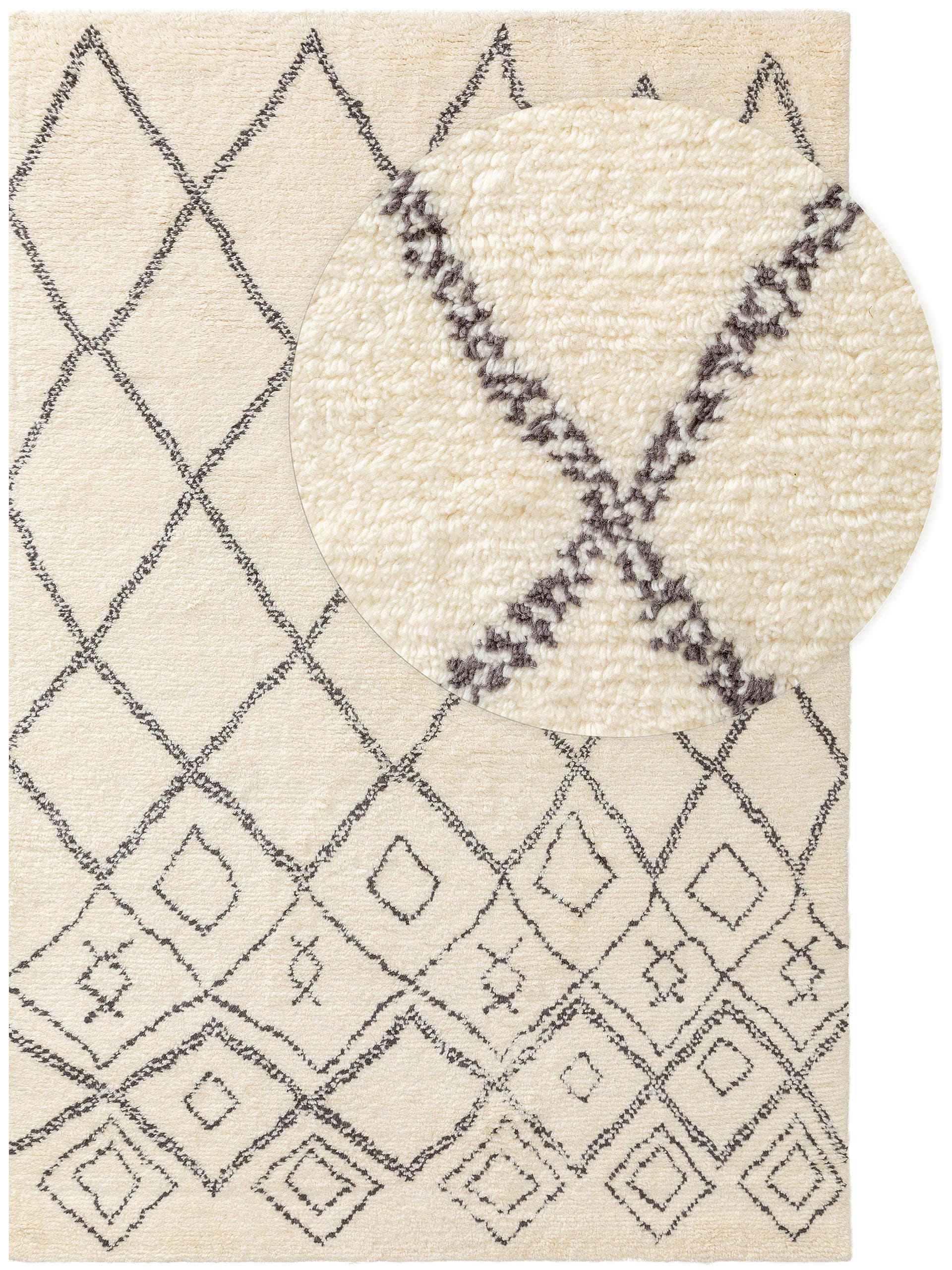 WILMA - Tapis de laine noir & blanc 80x150