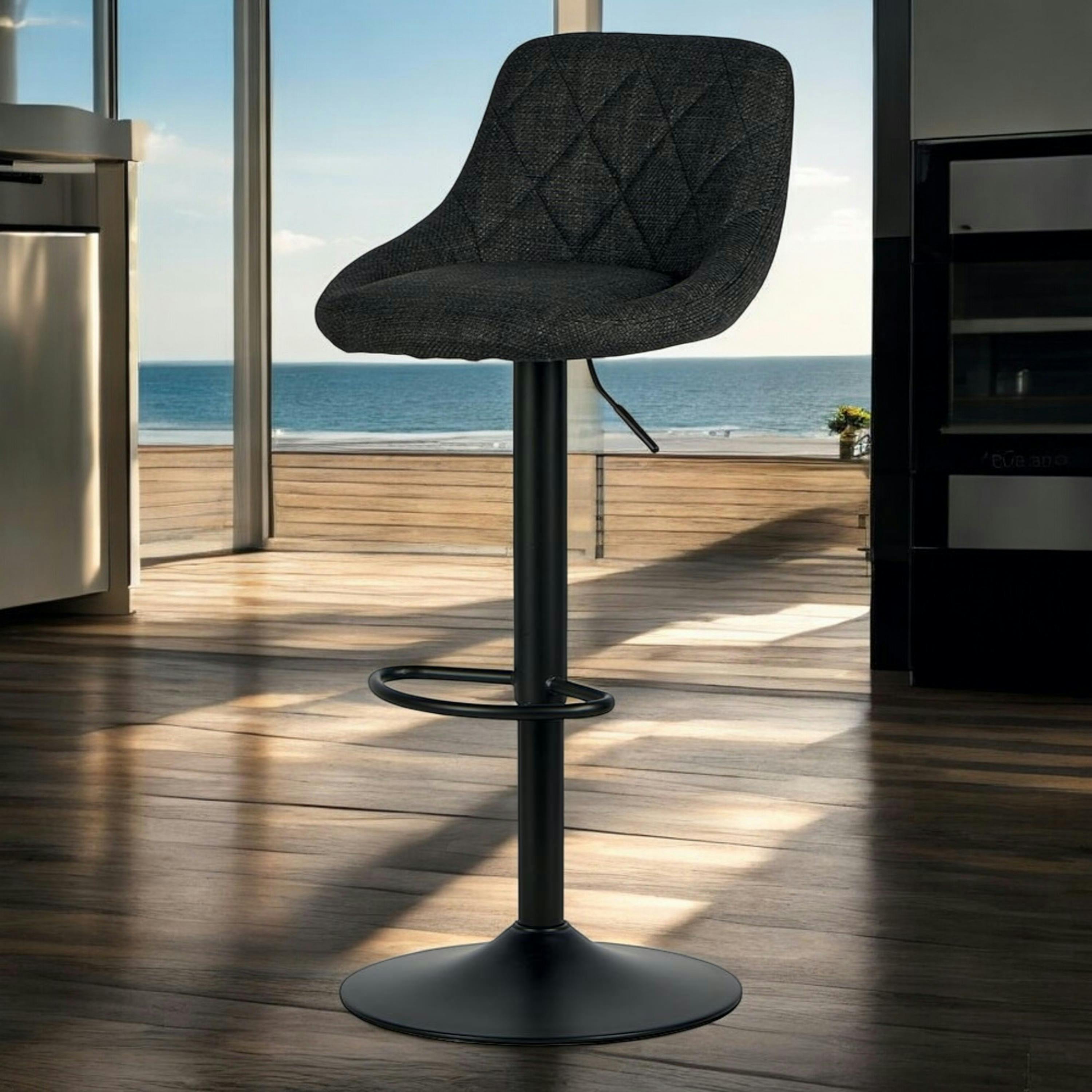 Chaise de bar hauteur réglable tissu noir (lot de 2) MALMOE