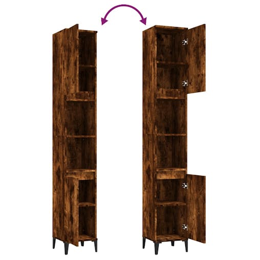 NNEVL Bathroom Cabinet Smoked Oak 30x30x190 cm Engineered Wood