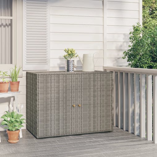 NNEVL Garden Storage Cabinet Grey 100x55.5x80 cm Poly Rattan