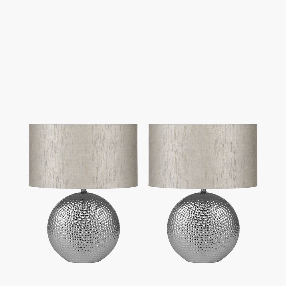 Ruma Set of 2 Mabel Silver Dot Textured Ceramic Table Lamp