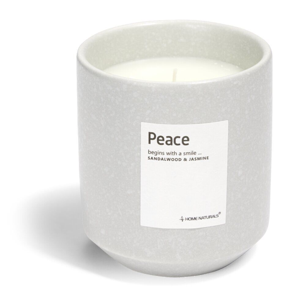 Bougie Peace pot céramique Ø8xH9cm gris