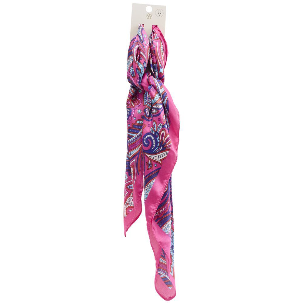 Foulard carré tissu imprimé rose 45x45cm