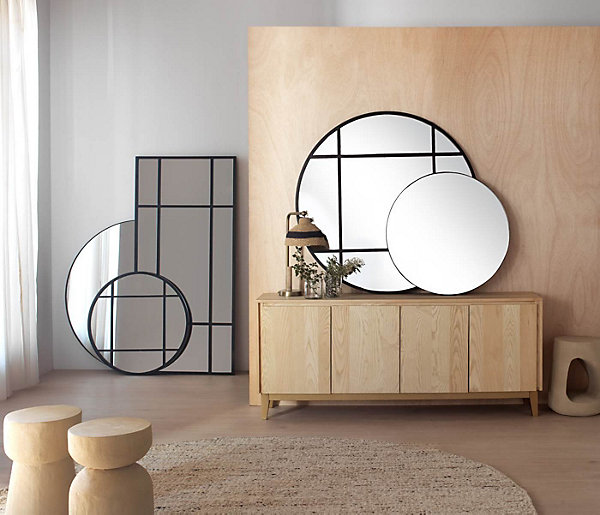 Miroir rectangulaire 80x170 structure métal noir