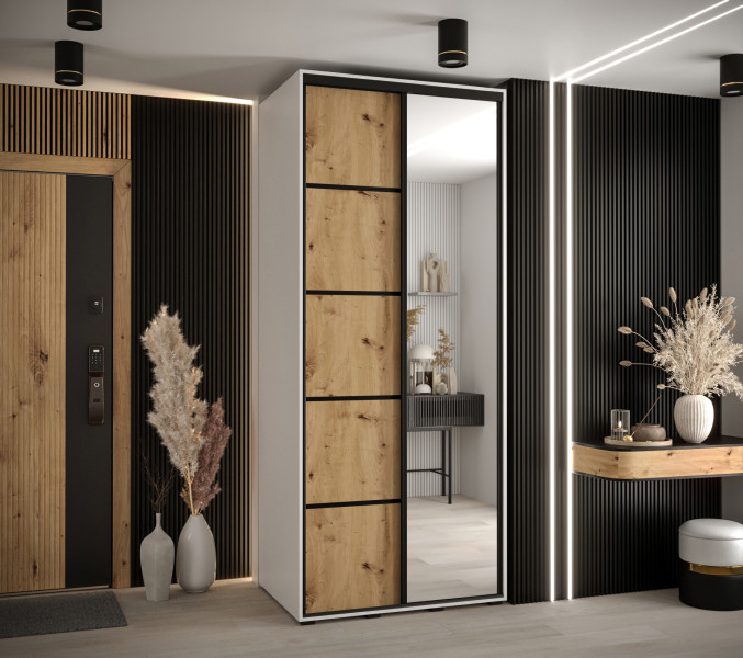 Szafa przesuwna 60 wysoka Davos 5 110 biały artisan czarny