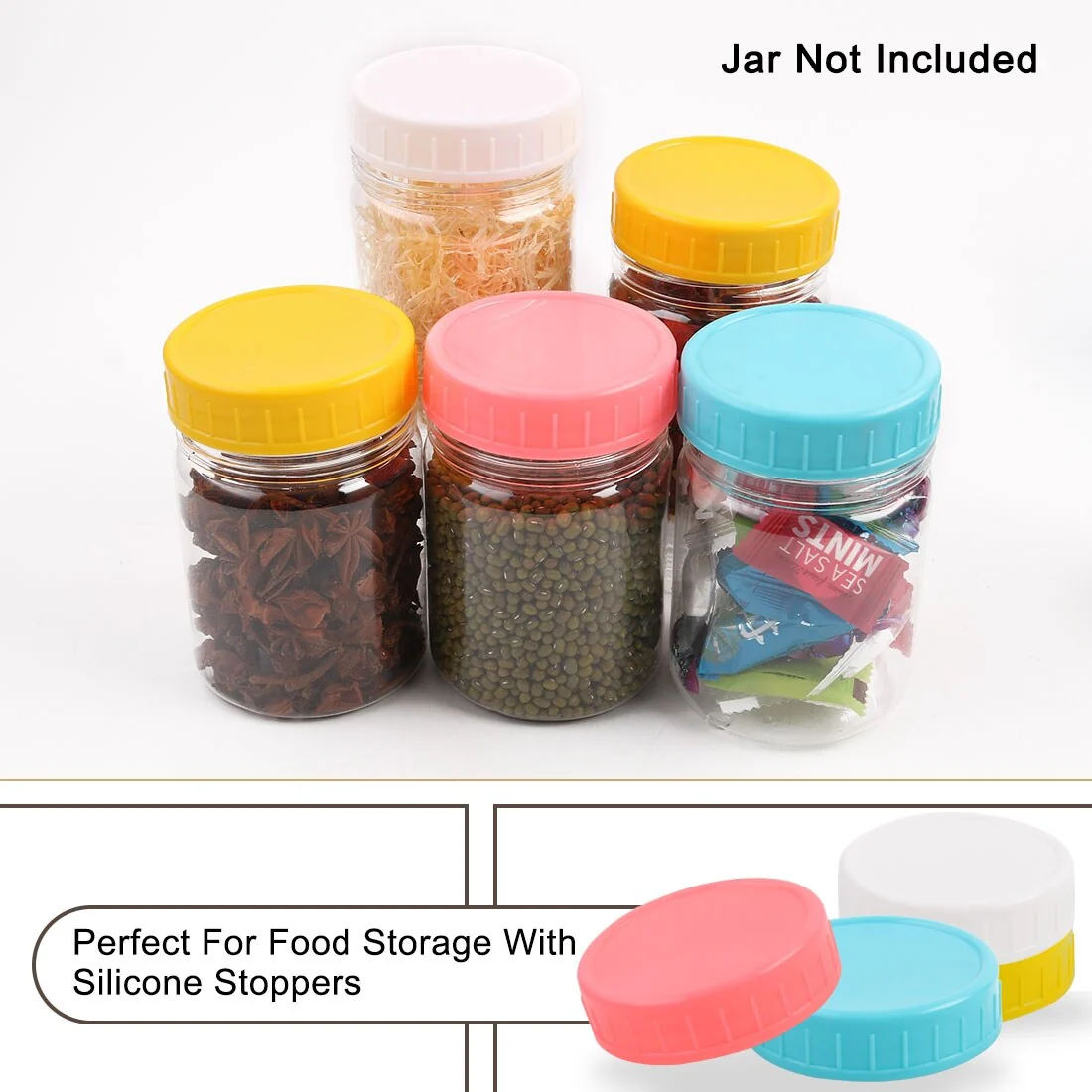 Colored Mason Jar Lid Regular Mouth Mason Canning Ball Jars 24 Pack - Sky Blue,Yellow,Pink,White - 2.9 x 0.75(D*L)