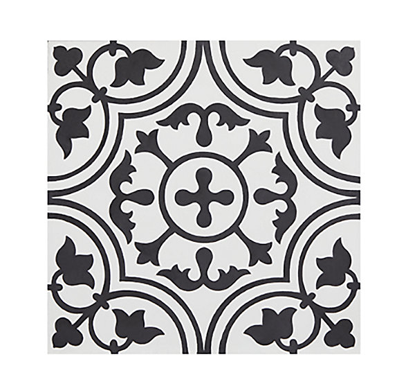 4 Carreaux de ciment véritable 0,16m2 / Carreaux de ciment artisanaux pour sol et mur coloris noir/blanc - l.20 x L.20 cm