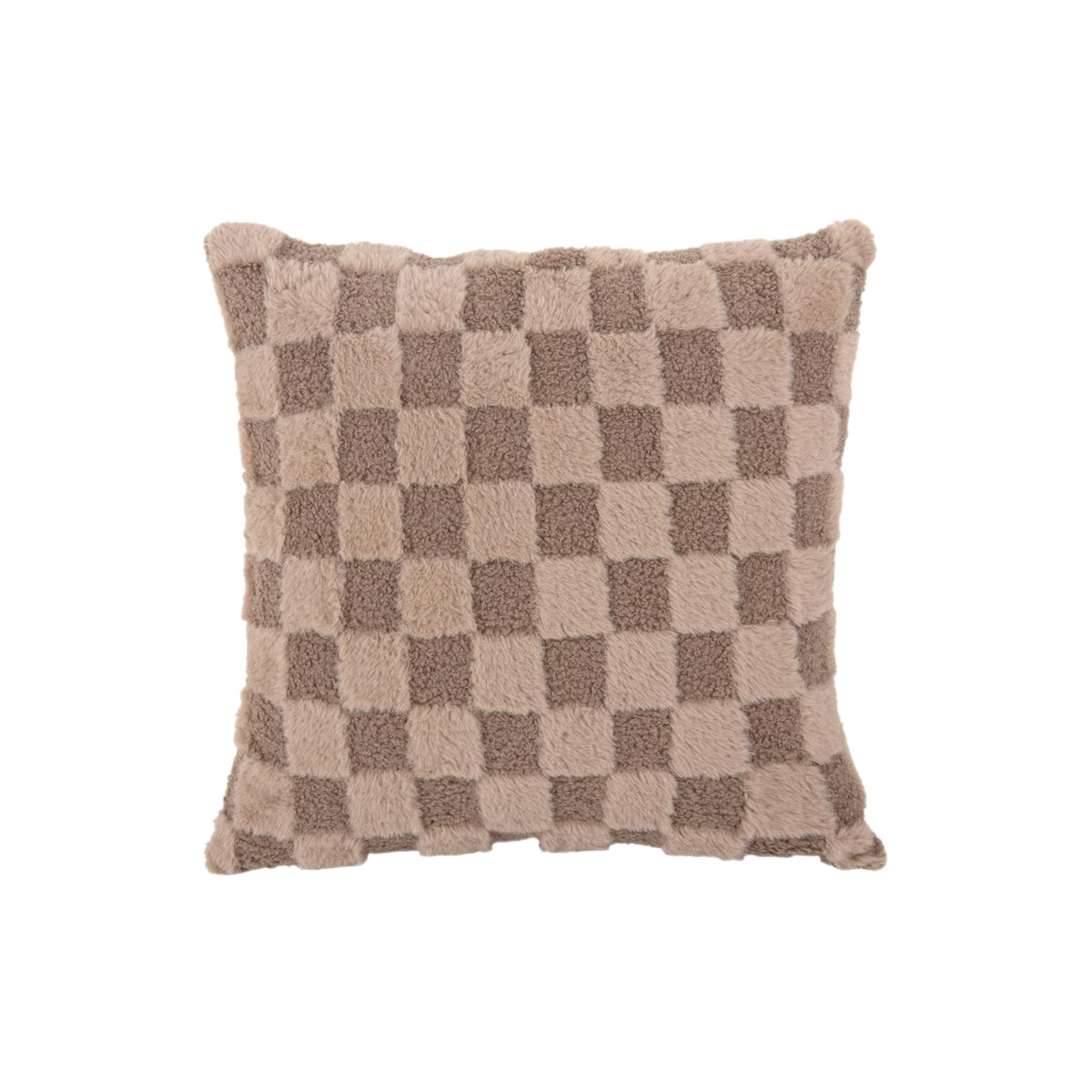 Present Time sierkussen Checker - bruin - 45x45x15cm