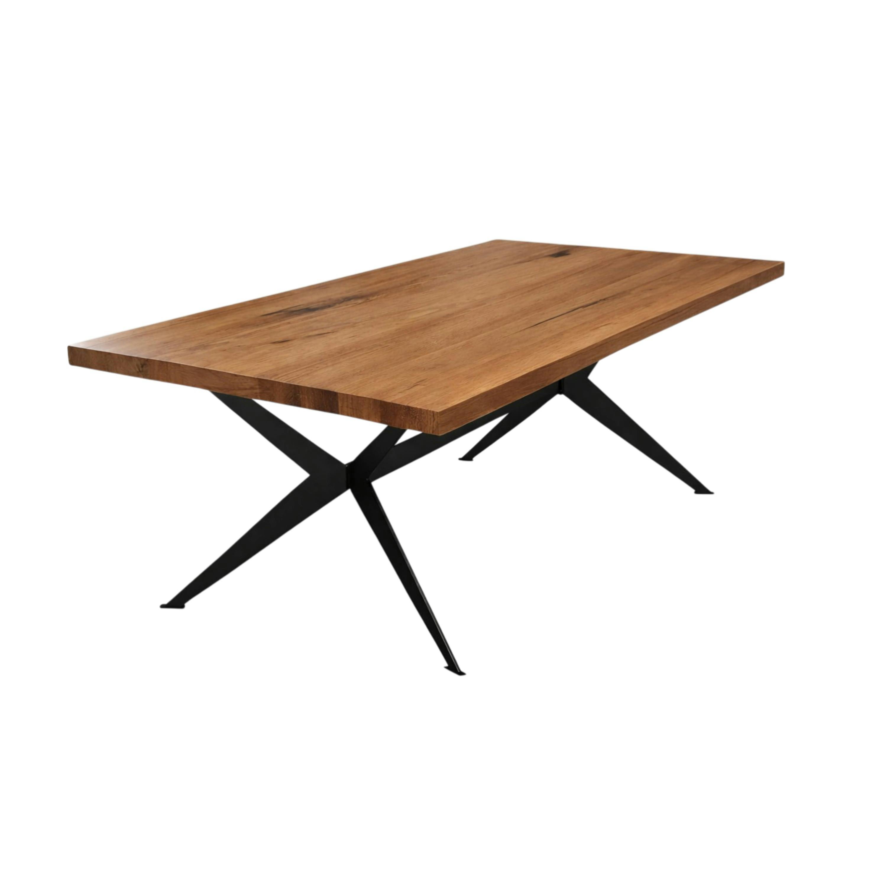 Table extensible bois brun bords droits pied graphique 200 cm PALERME