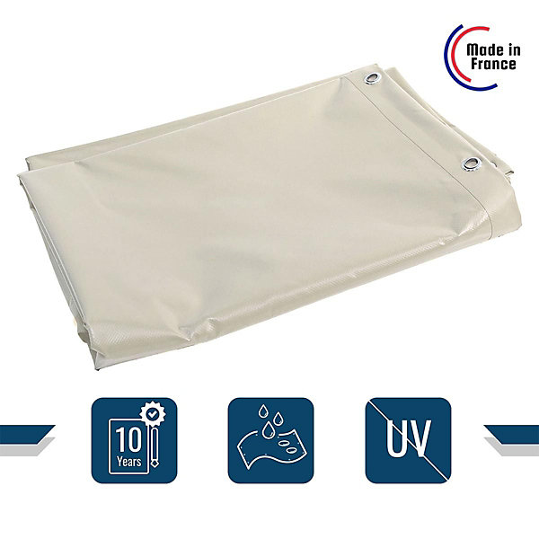 Bâche pour Carport Ivoire 2x3 m - Garantie 10 ans TECPLAST - XP640CP - Toile PVC étanche pour abri de voiture - Made in France