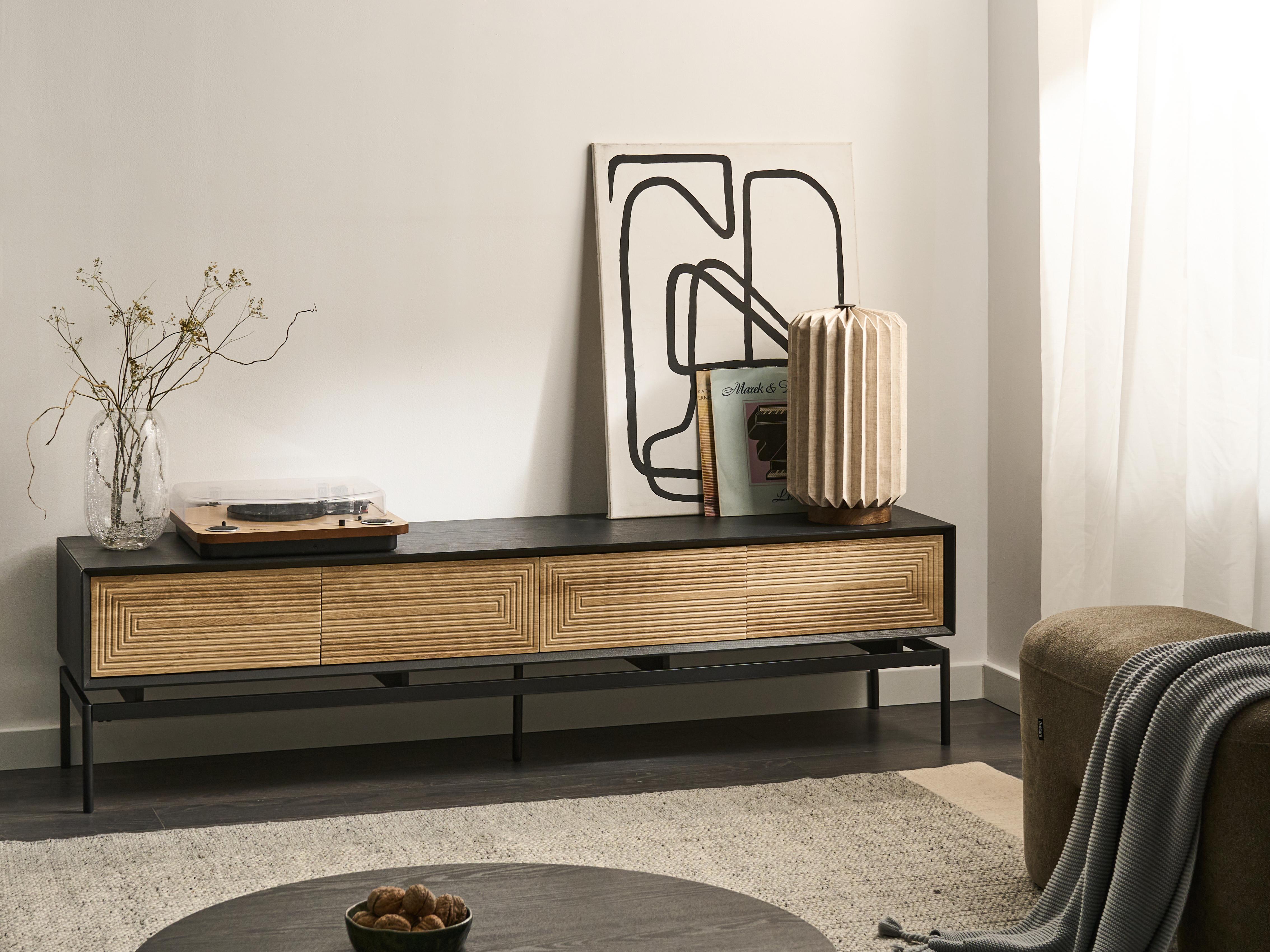 TV Stand LANCELIN Black/ Light Brown