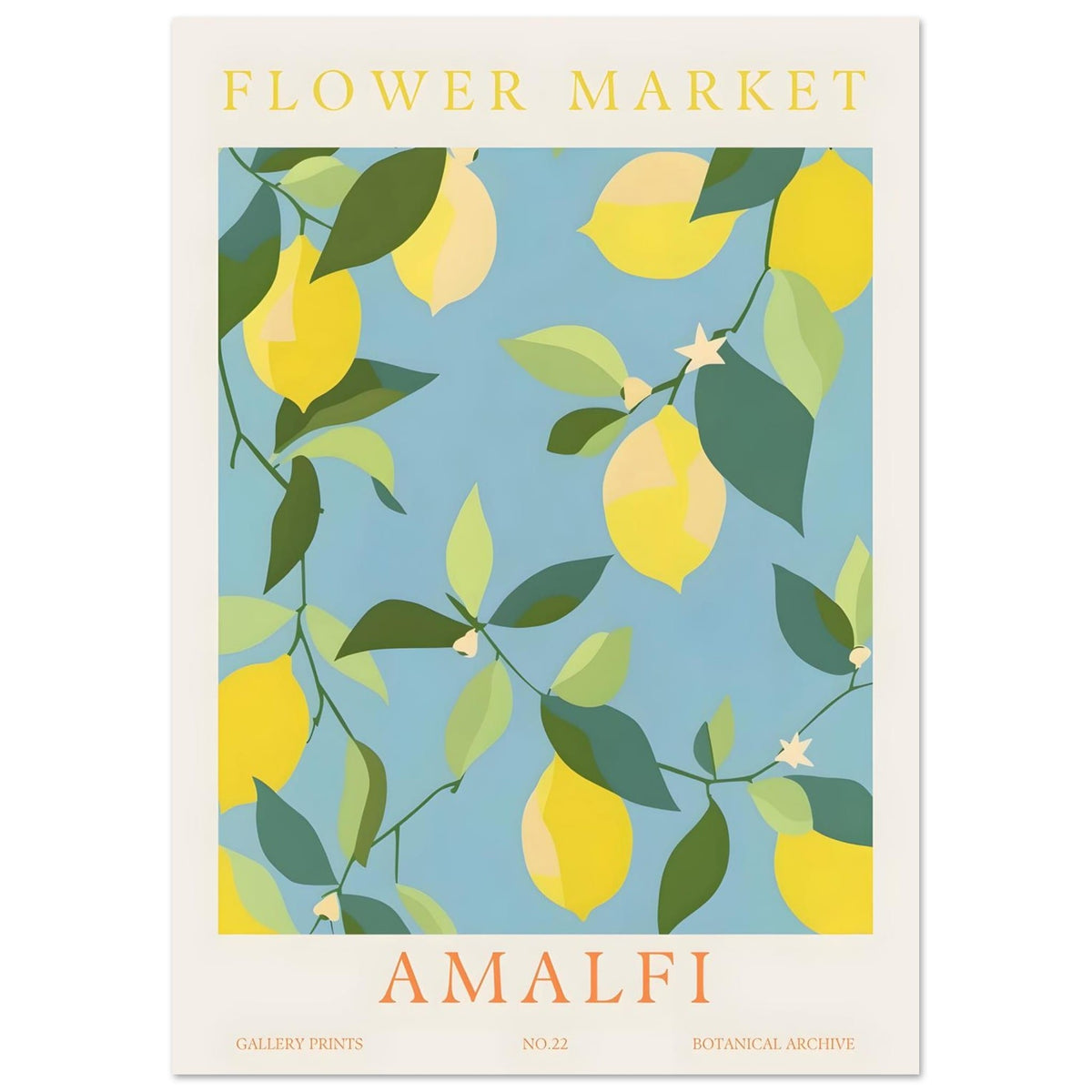 Artfulprints Poster Flower market - Amalfi  - A4 21x29.7 cm - Meerkleurig
