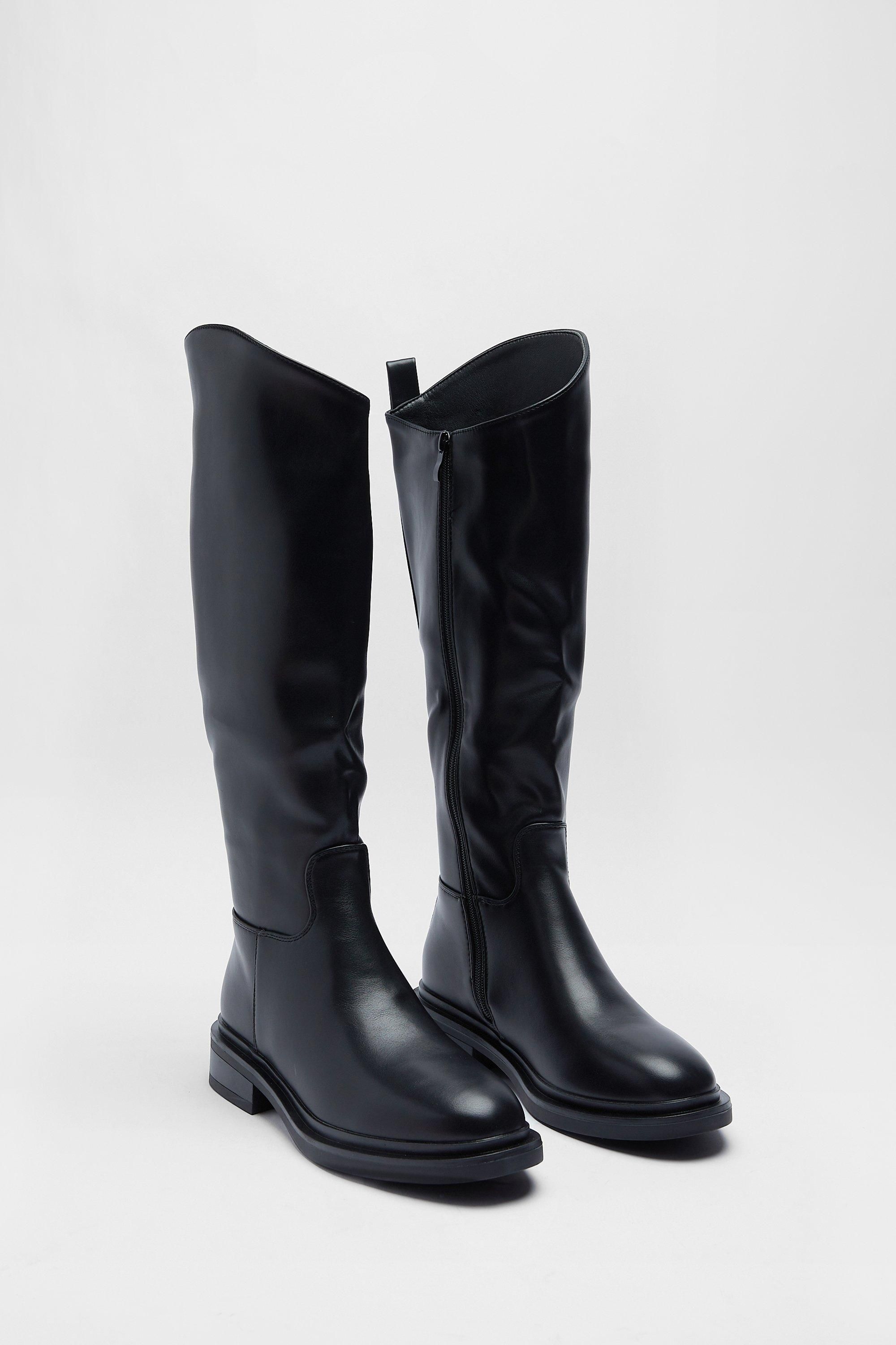Warehouse Faux Leather Knee High Boots