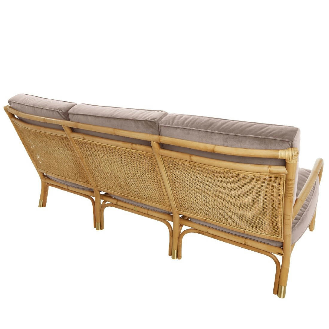 RIVIERA - Canapé 3 places rotin et velours