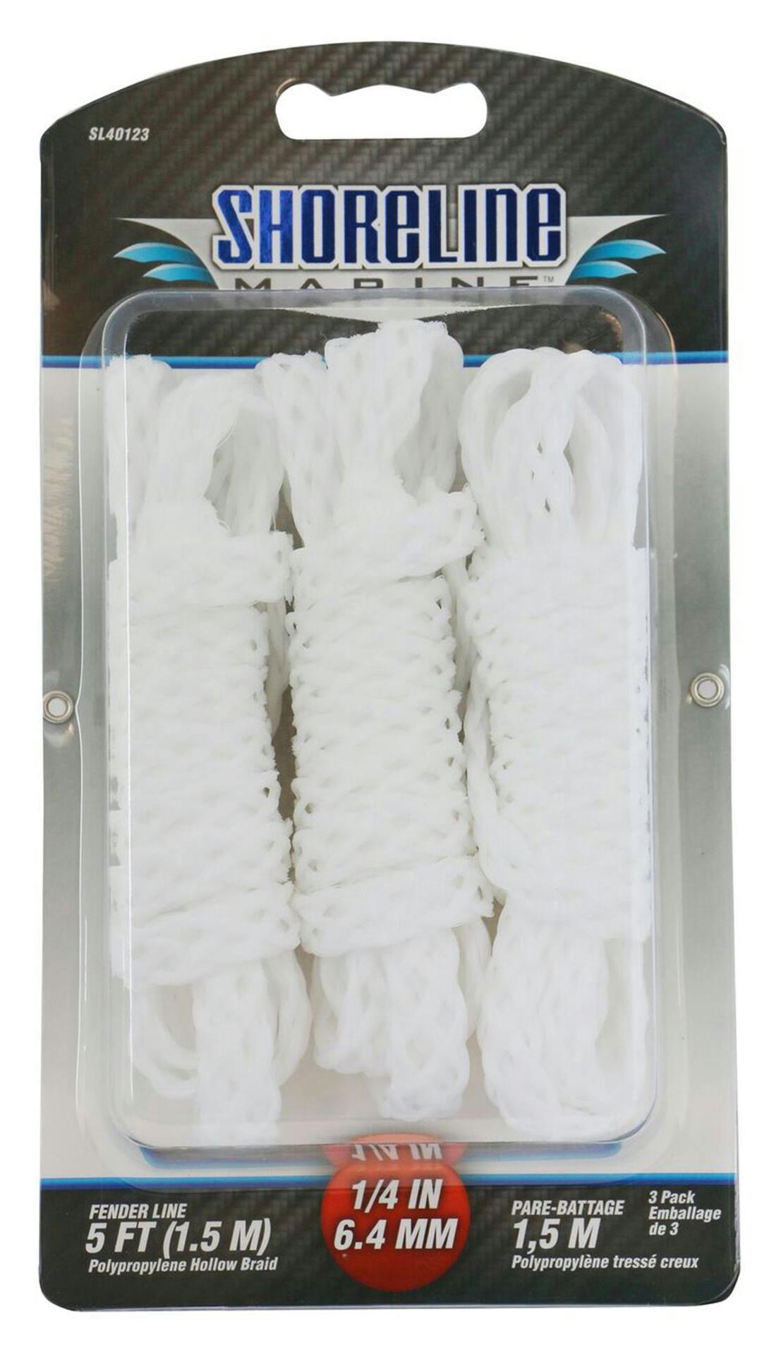 Blueline Polypropylene Hollow Braid Fender Lines, 5-ft, 3-Pack