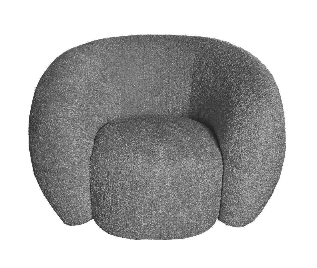 MOON - Fauteuil rotatif en tissu bouclé gris