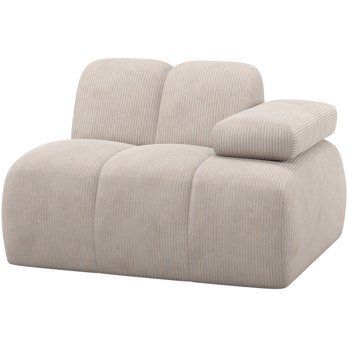 WOOOD 1-zits element bank arm rechts Mojo - Ribstof - Ecru - 74x124x97