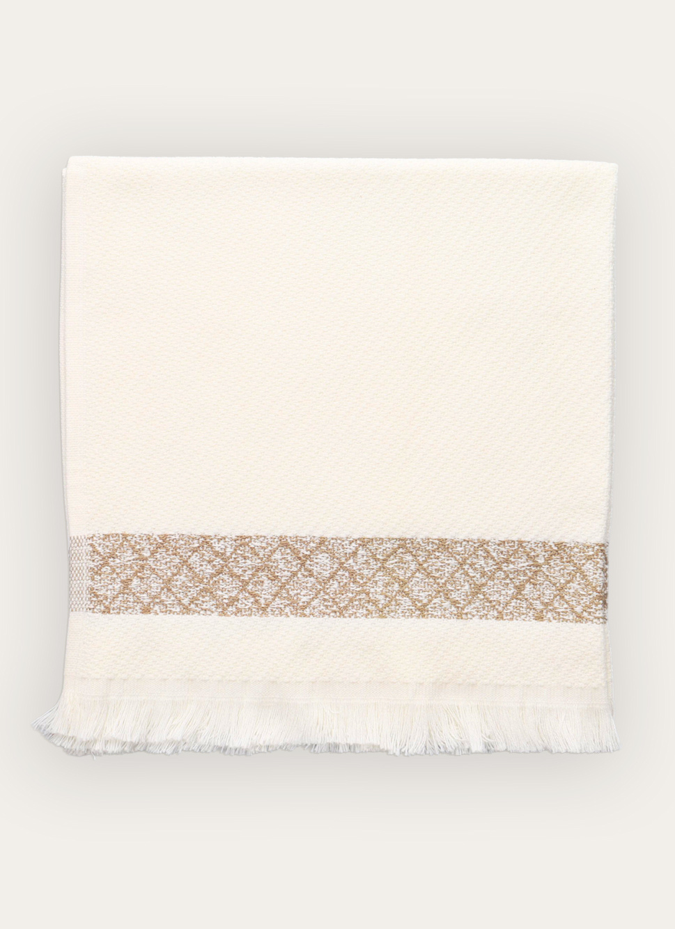 ESSUIE-MAINS EN COTON ÉPONGE LITEAU ÉLÉGANT ÉCRU