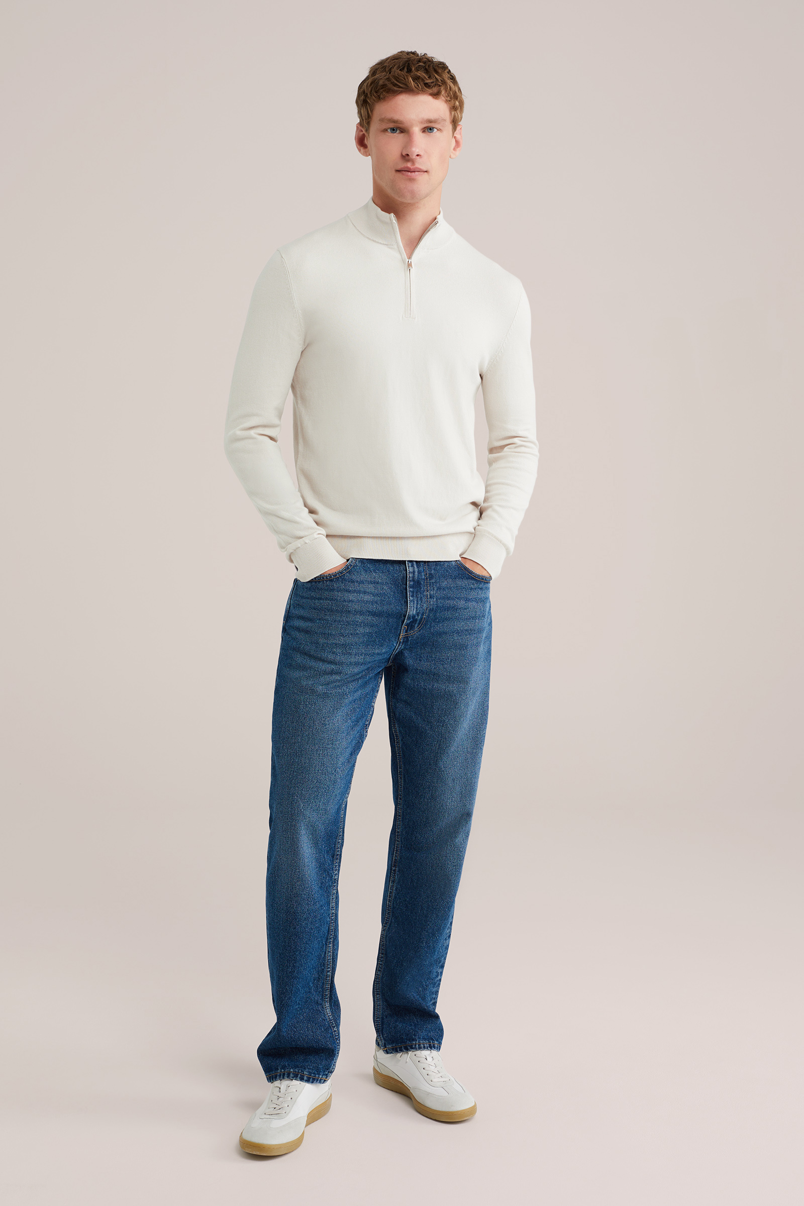 Heren Slim fit trui met quarter-zip