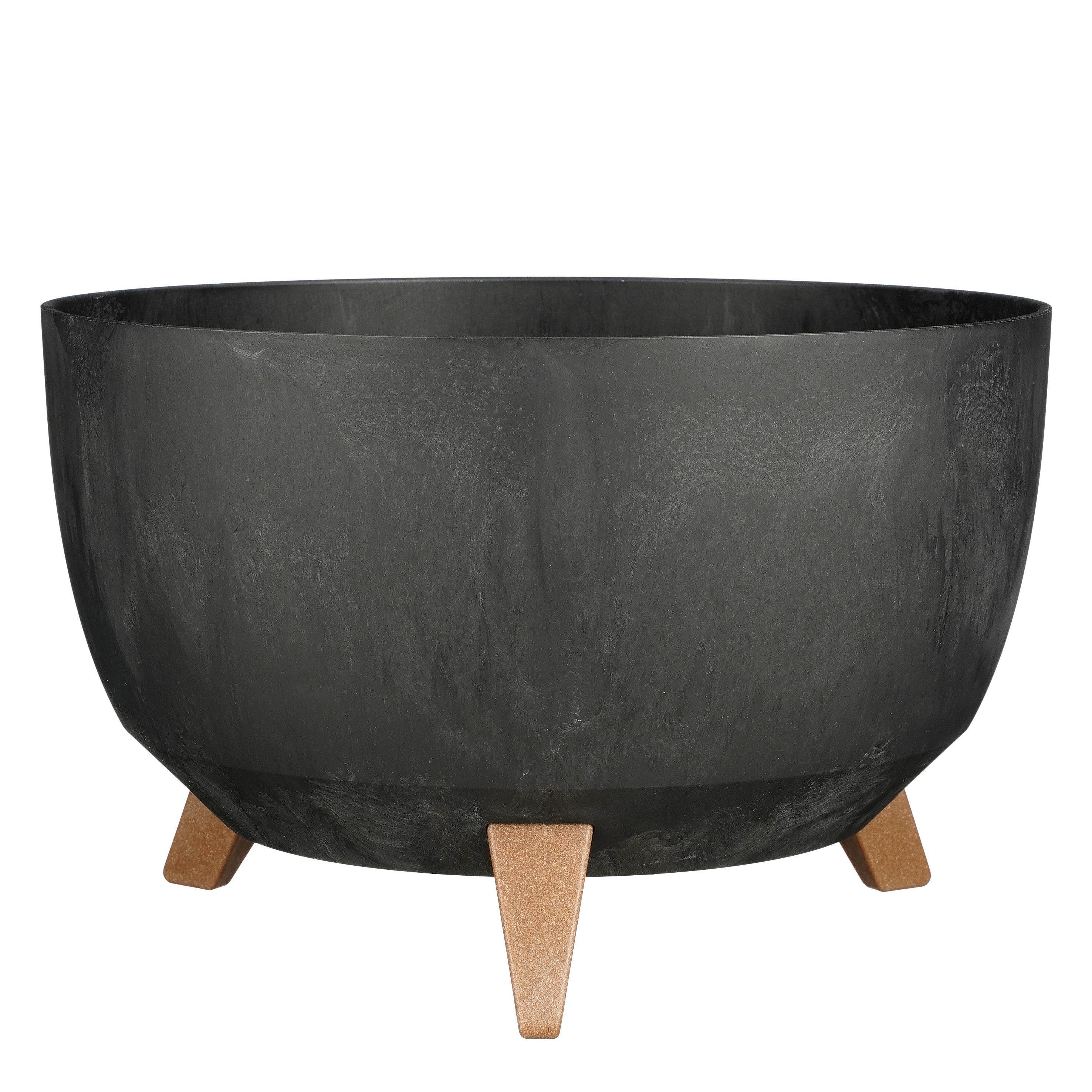 Mica Decorations Doppio Plantenbak op Poten - 20,5 x Ø40 cm - Plantenbakken voor Buiten - Bloembakken voor Balkon - Gerecycled Plastic - Zwart