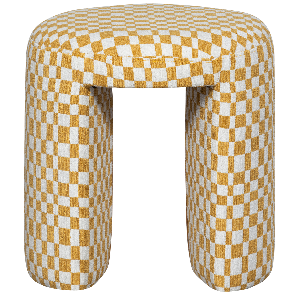 WOOOD kruk Charlie - Polyester - Ruitjes - Geel