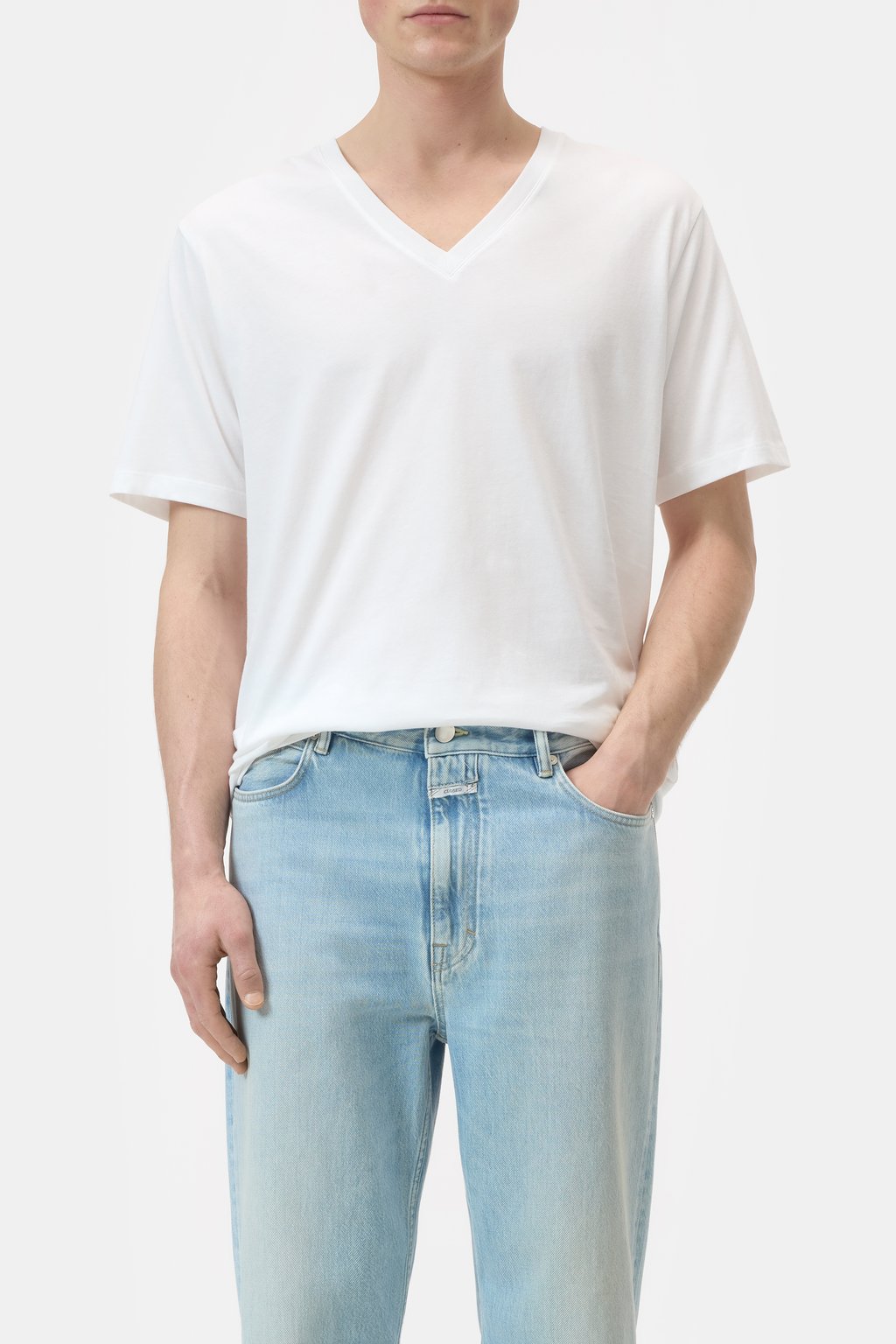 V-Neck T-Shirt aus Baumwolle