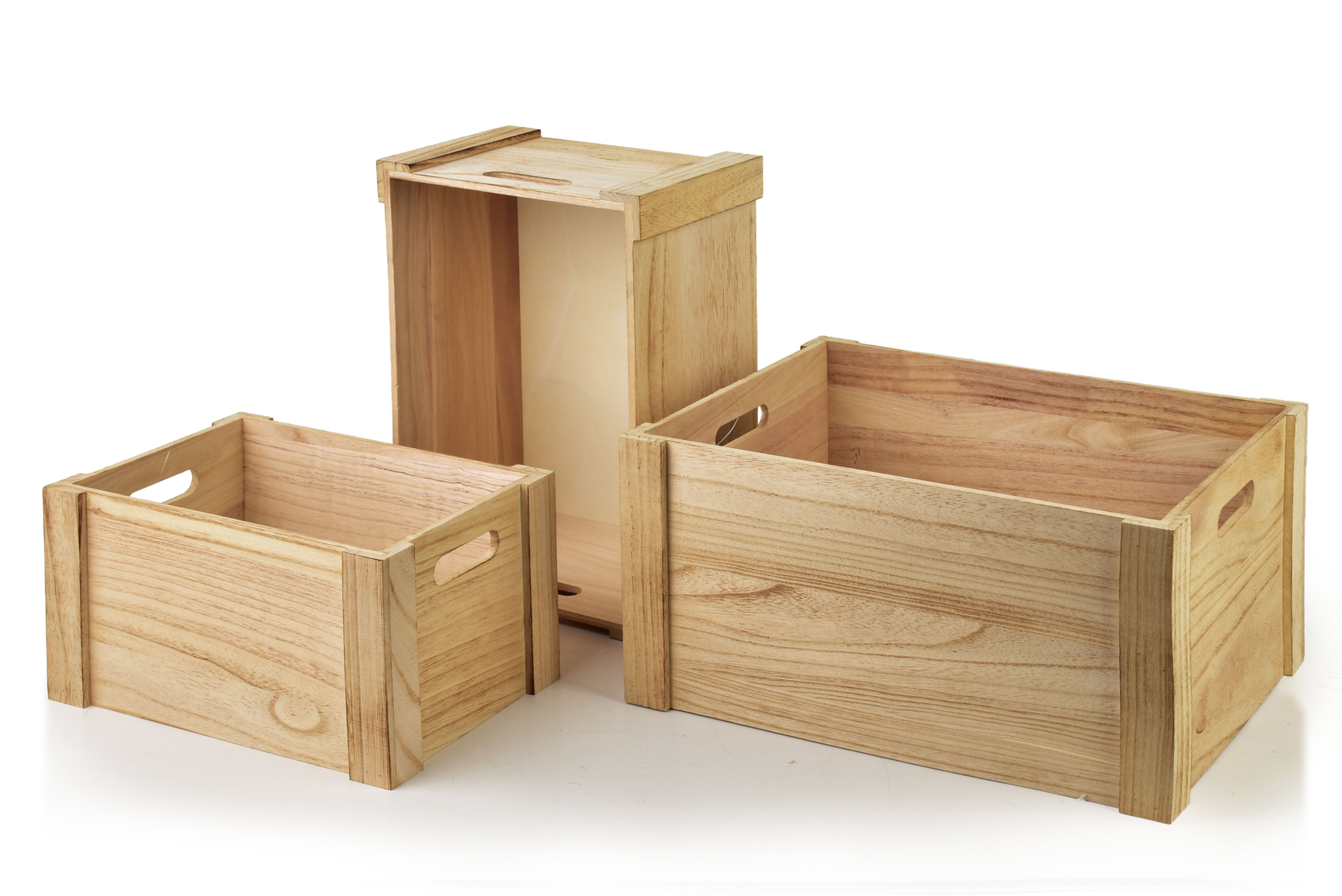 RINO Komplet 3 skrzynek drewnianych 40x30x20 cm,35x25x18 cm,30x20x16 cm