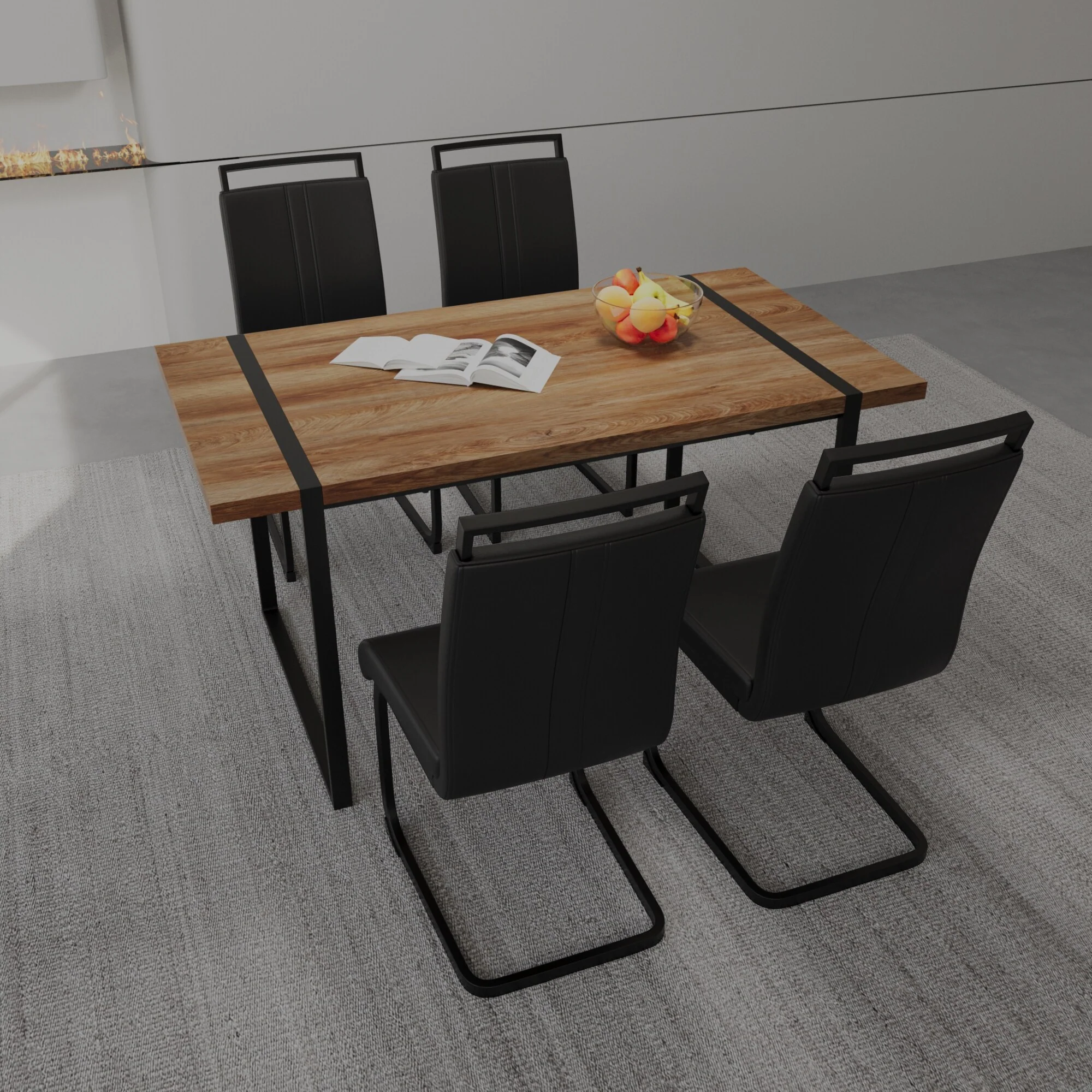 Multifunctional Dining Table and Chair Sets Home Dining Table and Chair Sets with Anti-Scratch Plastic Feet for Dining Room