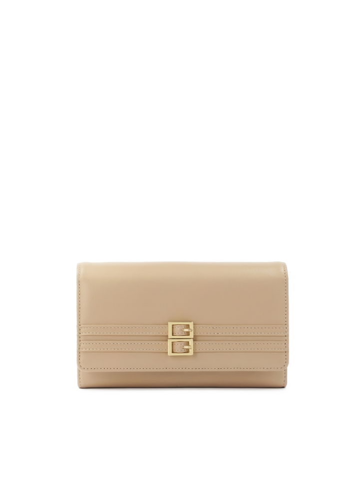 Beige leather wallet with straps