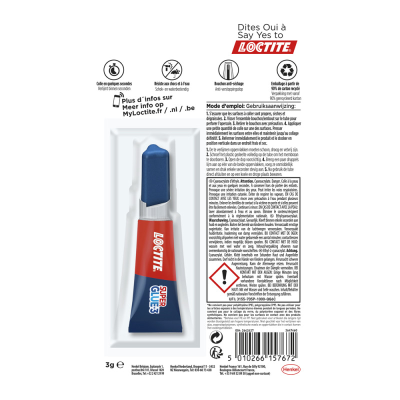 Colle Super Glue-3 Original 3 g LOCTITE
