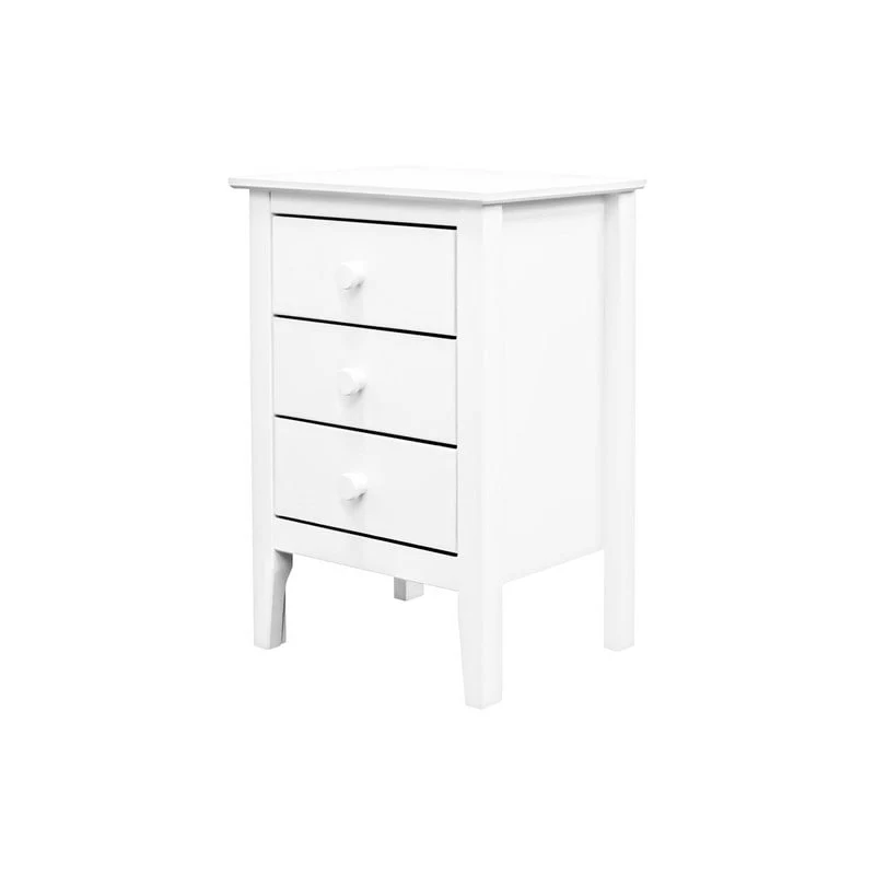 Adeptus Solid Wood White 3-Drawer End Table/Nightstand
