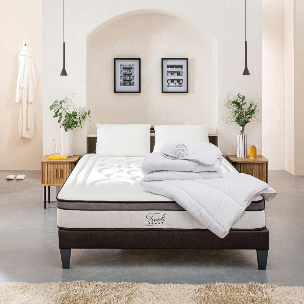 TIVOLI - Ensemble  140x190  Matelas + Sommier + Accessoires
