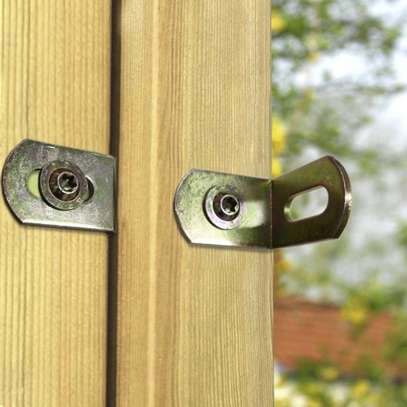Flechtzaunbeschläge, verzinkter Stahl, goldfarben