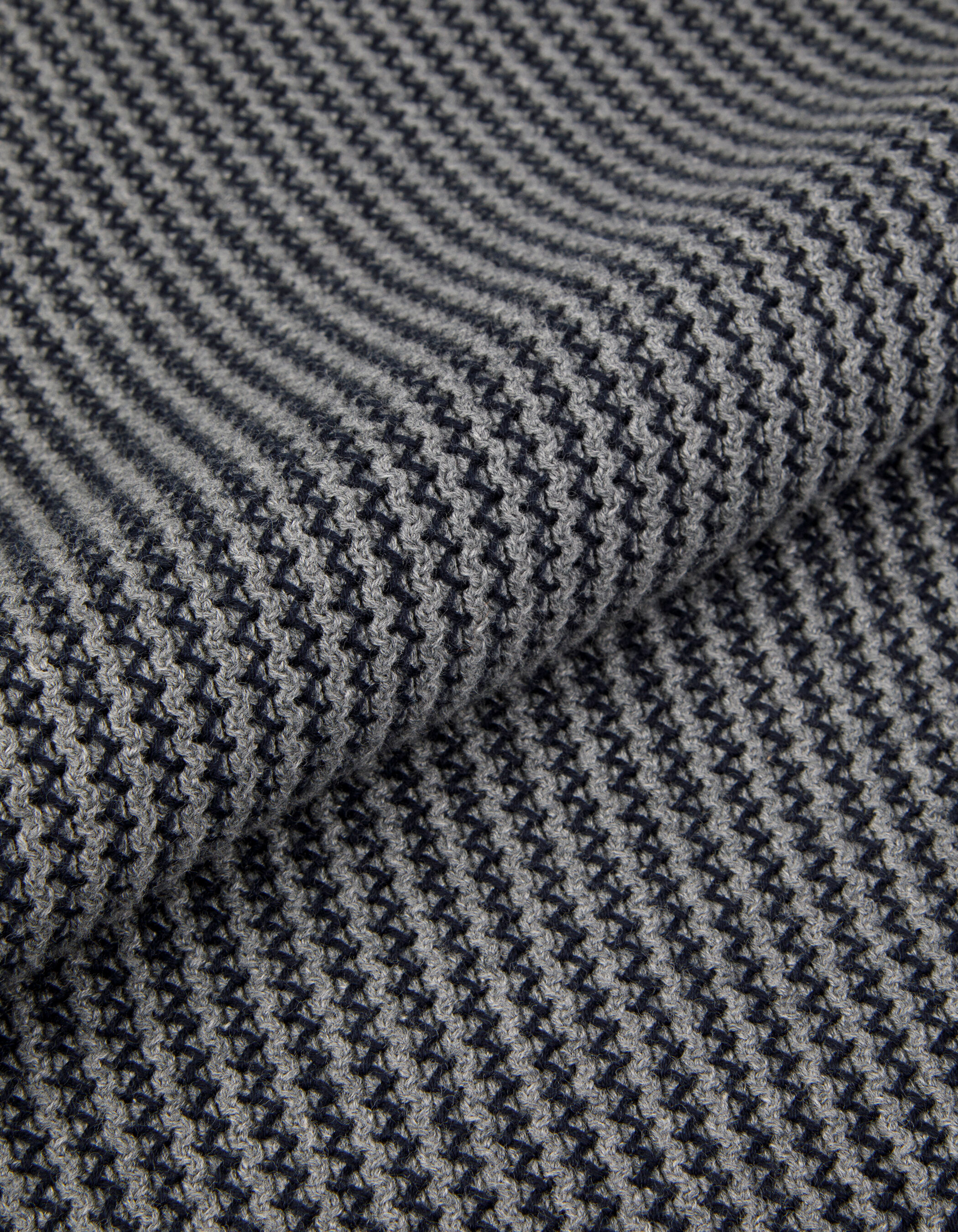 Pull bleu tricot côtelé jacquard Homme