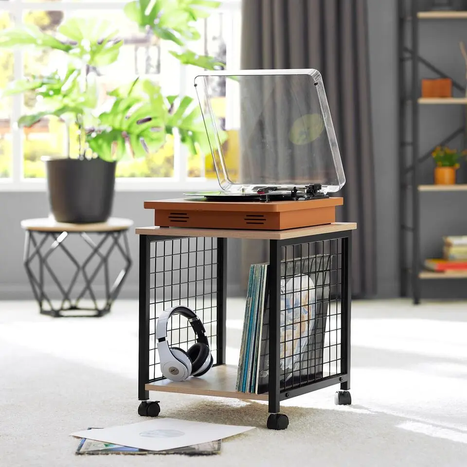 tectake Bijzettafel Gary 40x40x48cm, Industrieel Licht Hout, Eiken Sonoma