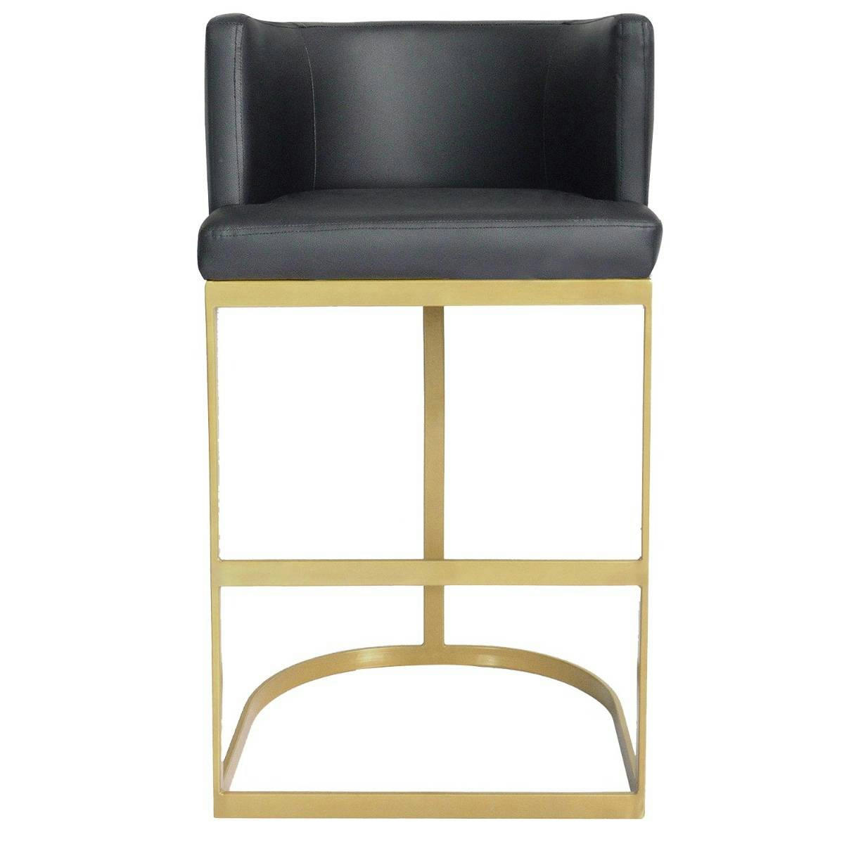 NOELLIE - Chaise de bar simili p.u. Noir pieds or